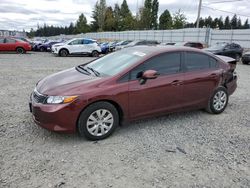 Salvage cars for sale at Graham, WA auction: 2012 Honda Civic LX