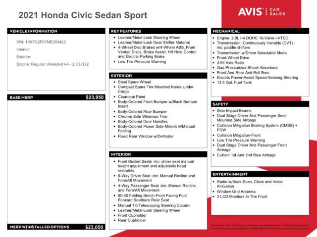 2021 Honda Civic Sport