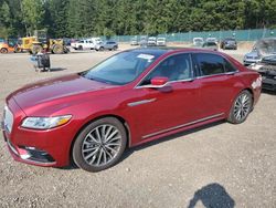 Salvage cars for sale at Graham, WA auction: 2017 Lincoln Continental Select