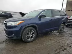 Toyota Highlander xle salvage cars for sale: 2016 Toyota Highlander XLE