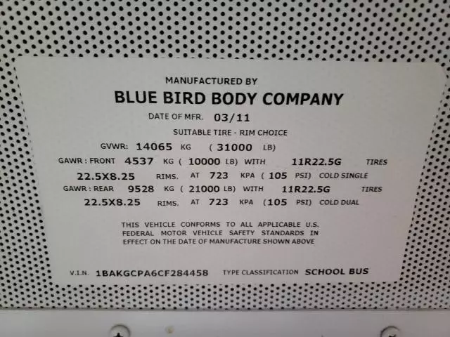 2012 Blue Bird School Bus / Transit Bus