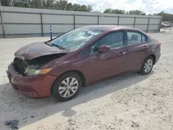 Honda salvage cars for sale: 2012 Honda Civic LX