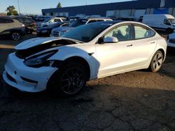 Salvage cars for sale at Woodhaven, MI auction: 2022 Tesla Model 3