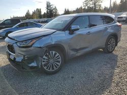 Salvage cars for sale at Graham, WA auction: 2022 Toyota Highlander Hybrid Platinum