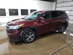 Salvage cars for sale at Blaine, MN auction: 2016 Toyota Highlander XLE