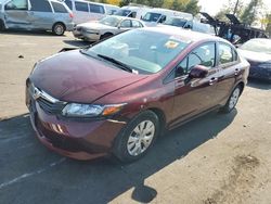 Salvage cars for sale at auction: 2012 Honda Civic LX