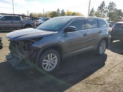 Salvage cars for sale at Denver, CO auction: 2015 Toyota Highlander LE