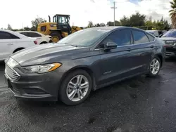 Salvage cars for sale at San Martin, CA auction: 2018 Ford Fusion SE Hybrid