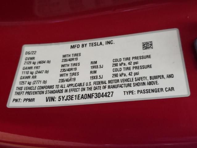 2022 Tesla Model 3