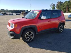 Salvage cars for sale at Dunn, NC auction: 2016 Jeep Renegade Limited