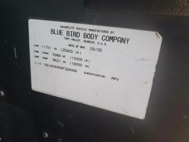 2006 Blue Bird Incomplete Vehicle