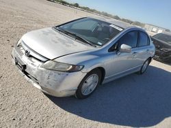 Salvage cars for sale from Copart San Antonio, TX: 2008 Honda Civic Hybrid