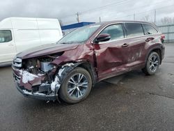 Salvage cars for sale at Ham Lake, MN auction: 2018 Toyota Highlander LE