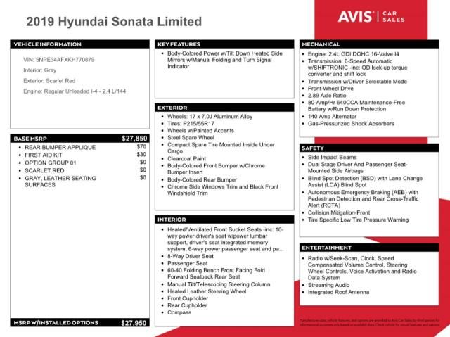 2019 Hyundai Sonata Limited