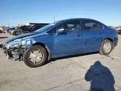 Salvage cars for sale at Grand Prairie, TX auction: 2010 Honda Civic Hybrid