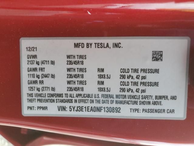 2022 Tesla Model 3