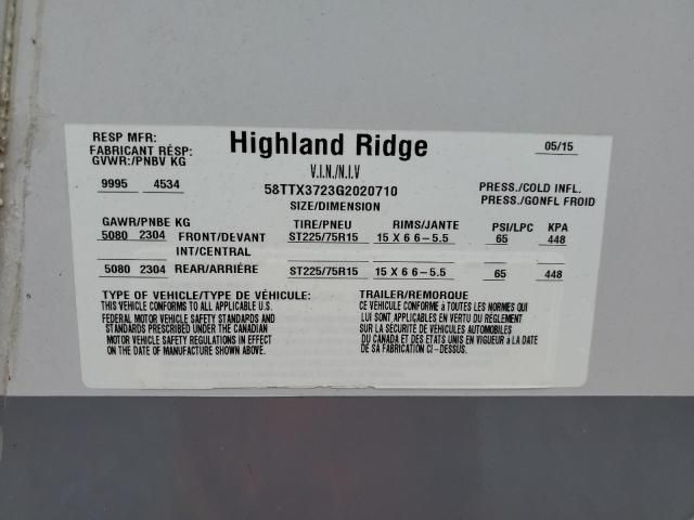 2016 Highland Ridge Ridge