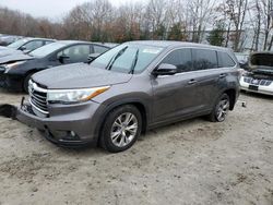 Salvage cars for sale at North Billerica, MA auction: 2015 Toyota Highlander LE