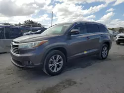 Salvage cars for sale at Orlando, FL auction: 2015 Toyota Highlander XLE