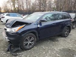 Salvage cars for sale at Waldorf, MD auction: 2016 Toyota Highlander XLE