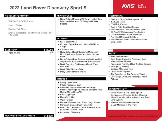 2022 Land Rover Discovery Sport S