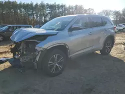 Salvage cars for sale at North Billerica, MA auction: 2017 Toyota Highlander LE