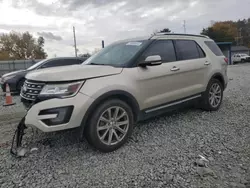 Salvage cars for sale at Mebane, NC auction: 2017 Ford Explorer Limited