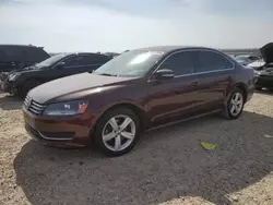 Salvage cars for sale at San Antonio, TX auction: 2013 Volkswagen Passat SE