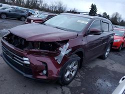 Salvage cars for sale from Copart Portland, OR: 2017 Toyota Highlander Limited