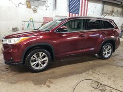 Toyota Highlander salvage cars for sale: 2014 Toyota Highlander XLE