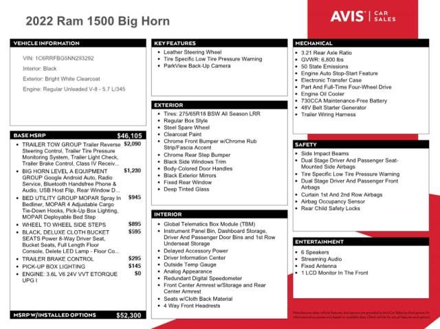 2022 Dodge RAM 1500 BIG HORN/LONE Star