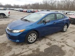 Salvage cars for sale from Copart Ellwood City, PA: 2012 Honda Civic DX