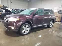 Salvage cars for sale at Elgin, IL auction: 2012 Toyota Highlander Limited