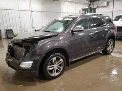 Salvage cars for sale at Franklin, WI auction: 2016 Chevrolet Equinox LTZ