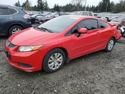 Salvage cars for sale at Graham, WA auction: 2012 Honda Civic LX