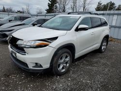 Salvage cars for sale from Copart Bowmanville, ON: 2016 Toyota Highlander Limited