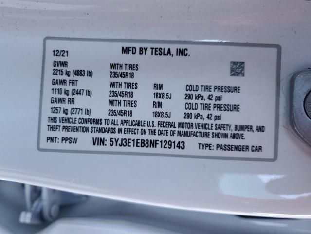 2022 Tesla Model 3