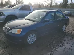 Salvage cars for sale at Graham, WA auction: 2001 Honda Civic EX