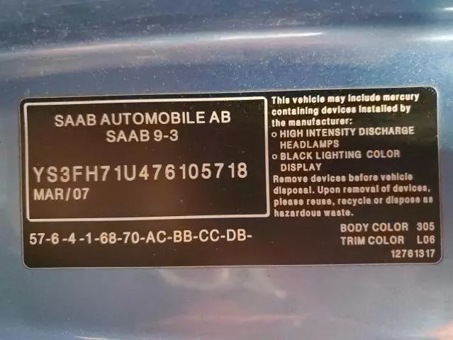 2007 Saab 9-3 Aero