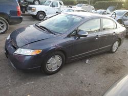 Salvage cars for sale from Copart San Martin, CA: 2008 Honda Civic Hybrid