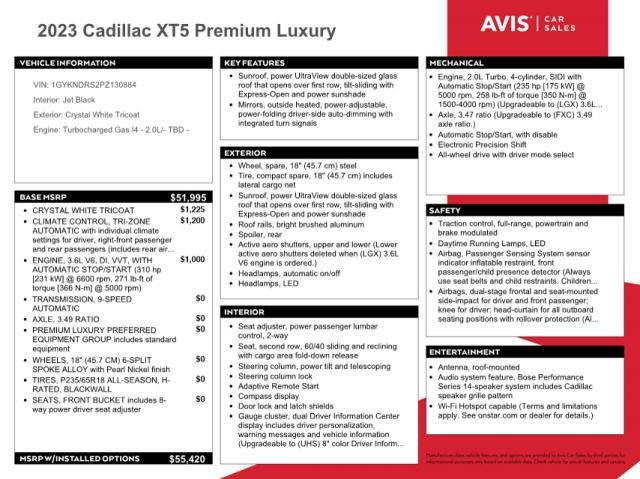 2023 Cadillac XT5 Premium Luxury