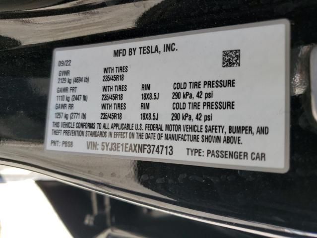 2022 Tesla Model 3