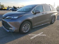 Salvage cars for sale at Rancho Cucamonga, CA auction: 2021 Toyota Sienna XLE