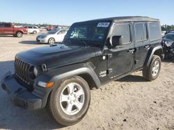 Salvage cars for sale at Houston, TX auction: 2018 Jeep Wrangler Unlimited Sport