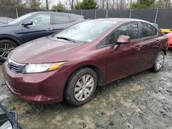 Salvage cars for sale at Waldorf, MD auction: 2012 Honda Civic LX