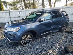 Vehiculos salvage en venta de Copart Windsor, NJ: 2018 Ford Explorer Platinum